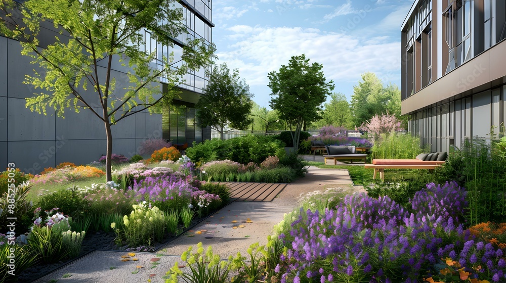 Garden on the roof of an office building Garden on the roof of an office building