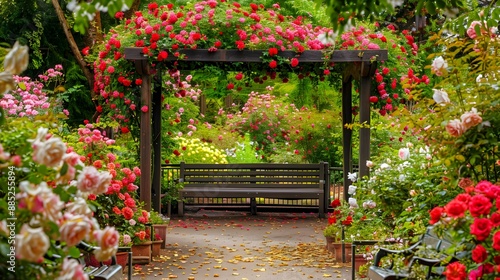 A rose garden with many varieties of roses img photo