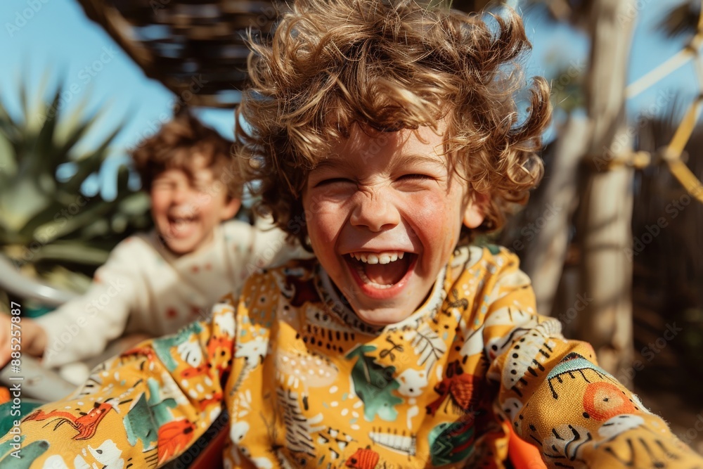 Joyful children playing outdoors Joyful children playing outdoors