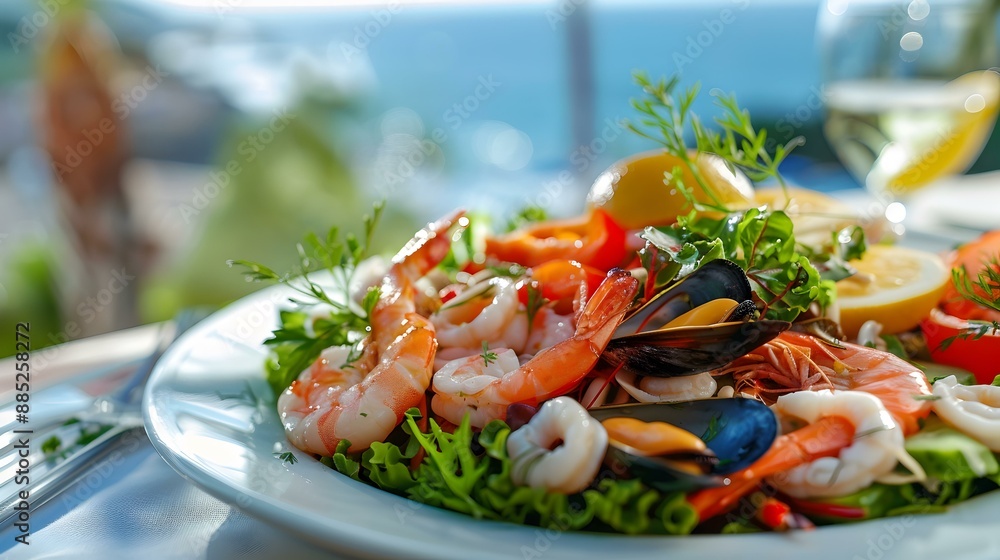 Seafood salad served in a luxury hotel Seafood salad served in a luxury hotel
