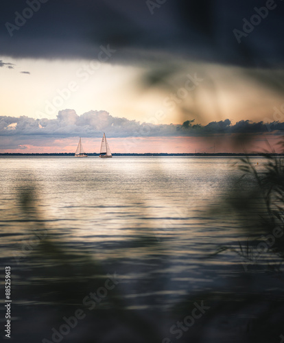 Sailboat on lake Balaton in...