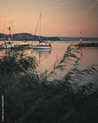 Sailboat on lake Balaton in...