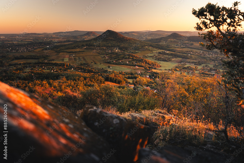View on Balaton Uplands and its vulcanic mountains