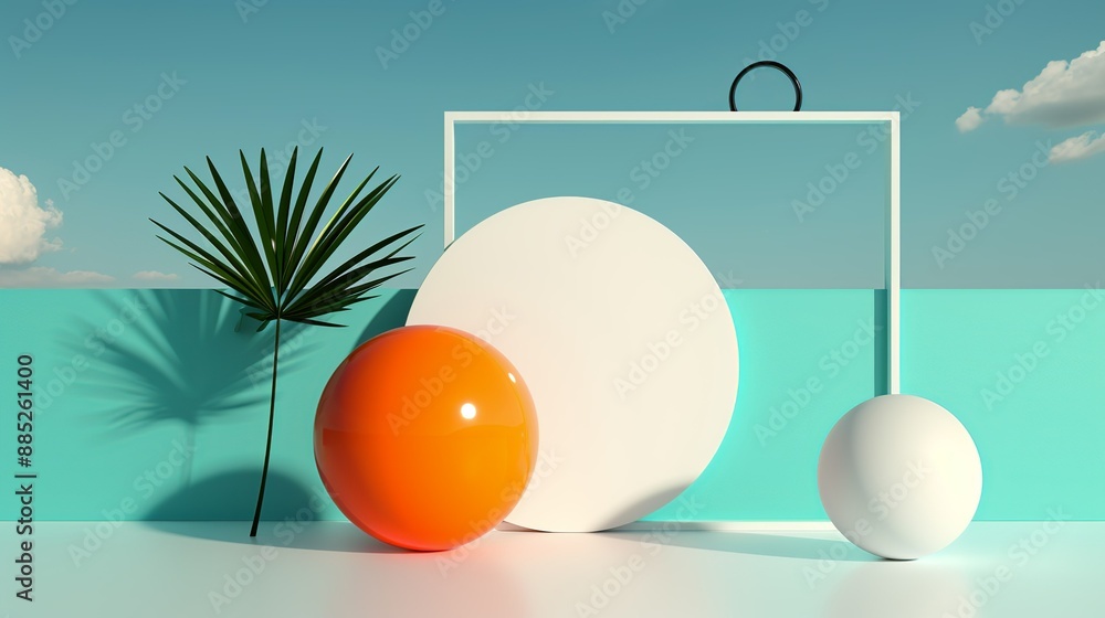 Fototapeta premium Abstract 3D rendering of vibrant geometric shapes with a futuristic and dynamic aesthetic. Illustration, Image, , Minimalism,