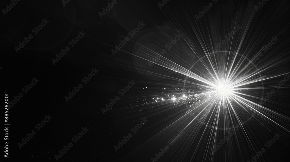 Obraz premium Lens Light. Abstract Star Flare over Black Background. Easy Overlay on Photos
