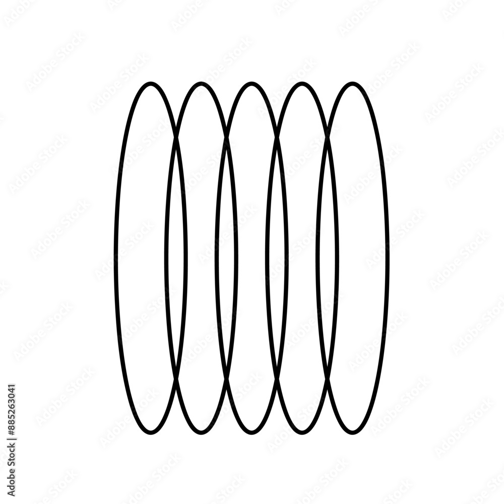 Vertically repeating ovals. Sign, symbol, black and white vector illustration. Vertically repeating ovals. Sign, symbol, black and white vector illustration.