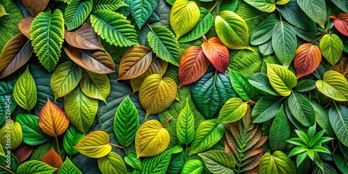 Wallpaper Mural Green leaves background with vibrant colors and various shapes and sizes, nature, foliage, environment, eco-friendly Torontodigital.ca