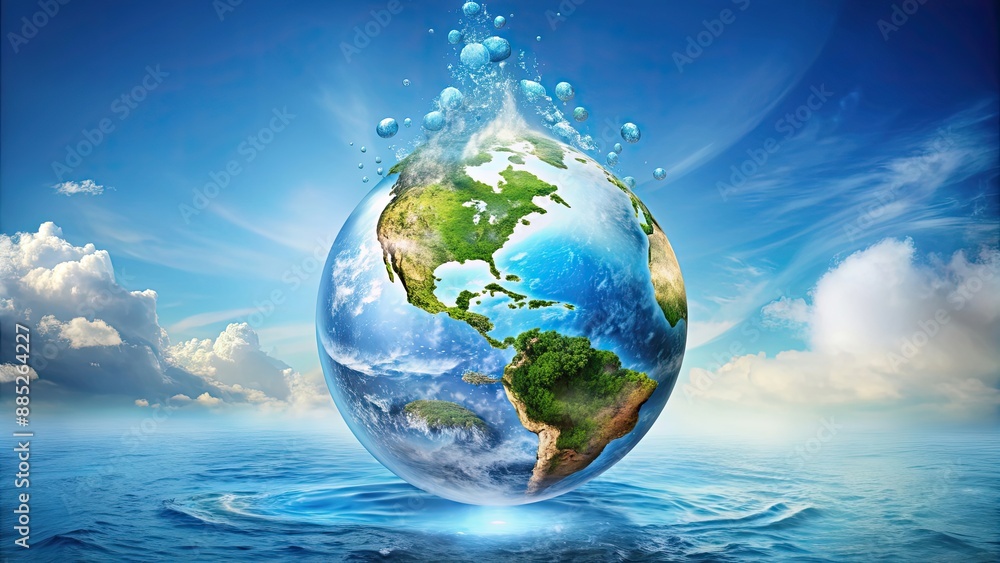 Artistic representation of the water cycle emphasizing water conservation for Earth Day Artistic representation of the water cycle emphasizing water conservation for Earth Day