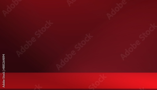 Red Background,Studio wall room with light, shadow gradient on podium for Christmas,Vector  interior Display stage design for Autumn Festival,Template for product presentation on Chinese New Year 2025