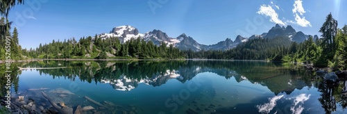 Mountain Lake Reflection in the Cascade Mountains