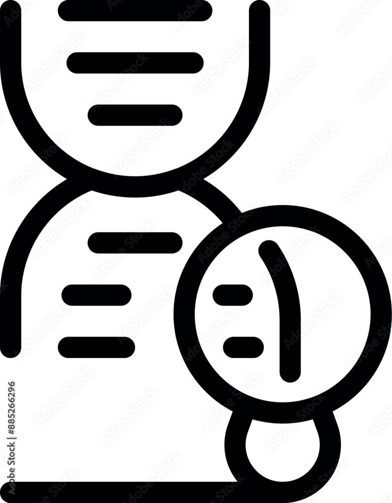 Icon depicting a magnifying glass analyzing a strand of dna, representing genetic research and analysis Icon depicting a magnifying glass analyzing a strand of dna, representing genetic research and analysis