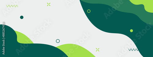 Green color combination banner design vector with abstract liquid background