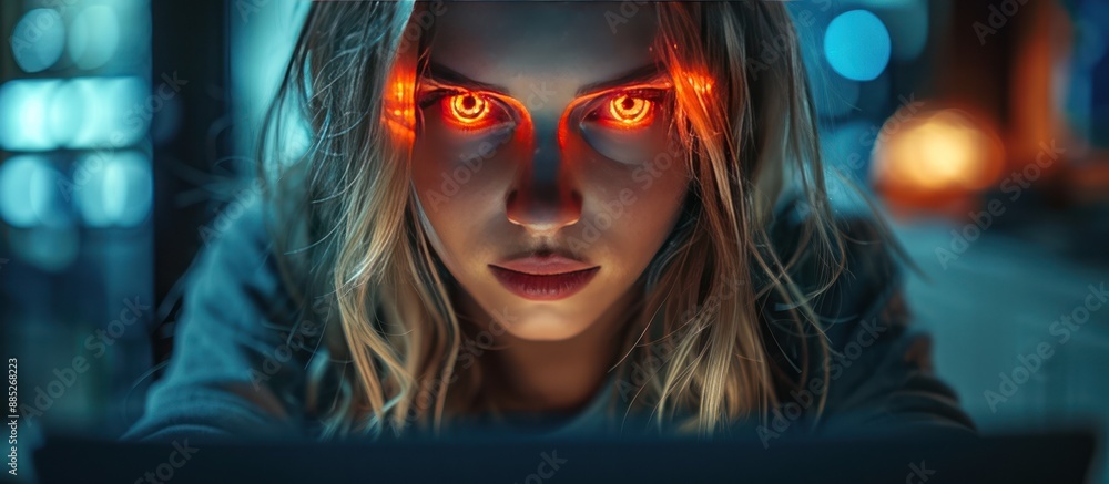 Cyberpunk Woman With Glowing Eyes Cyberpunk Woman With Glowing Eyes