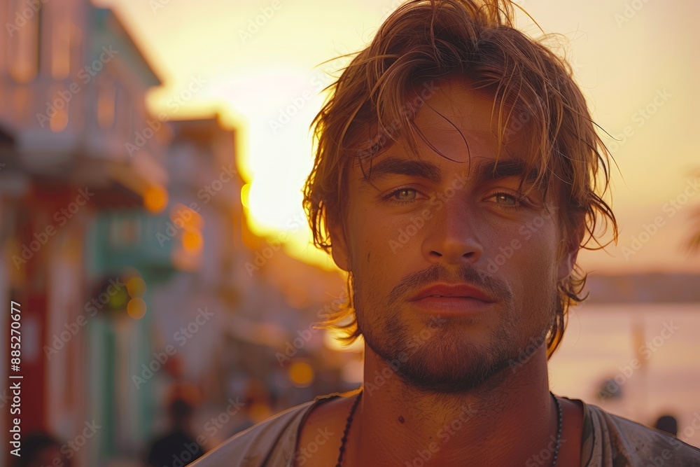 Portrait of a young man at sunset Portrait of a young man at sunset