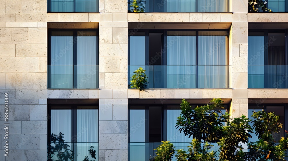 Fototapeta premium A facade with natural stone of a multi-storey picture
