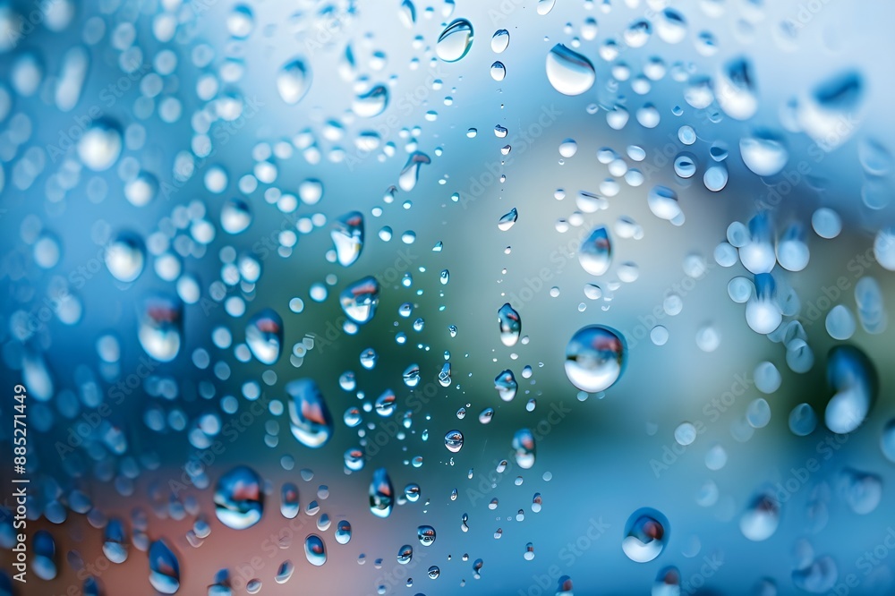 This is an emotional close-up photo of raindrops forming on a window on a rainy day during the rainy season. This is an emotional close-up photo of raindrops forming on a window on a rainy day during the rainy season.