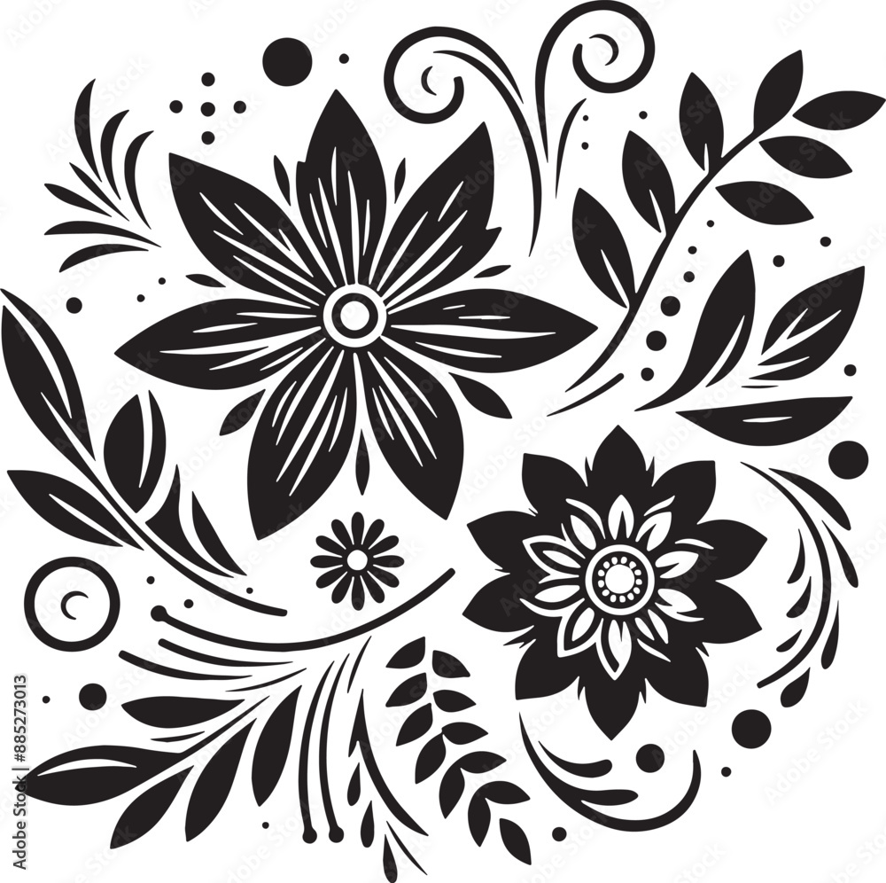 Obraz premium Editable Flower Decoration Elements Silhouette Vector Design