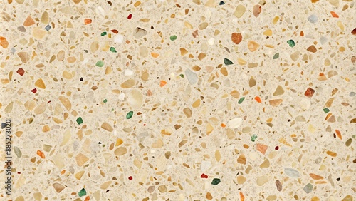 Terrazzo marble flooring seamless texture in beige with colored chips, Terrazzo, marble, flooring, seamless