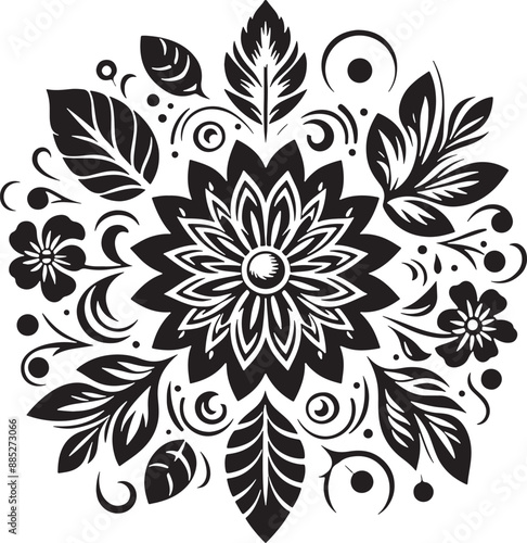 Editable Flower Decoration Elements Silhouette Vector Design