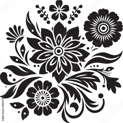Editable Flower Decoration Elements Silhouette Vector Design