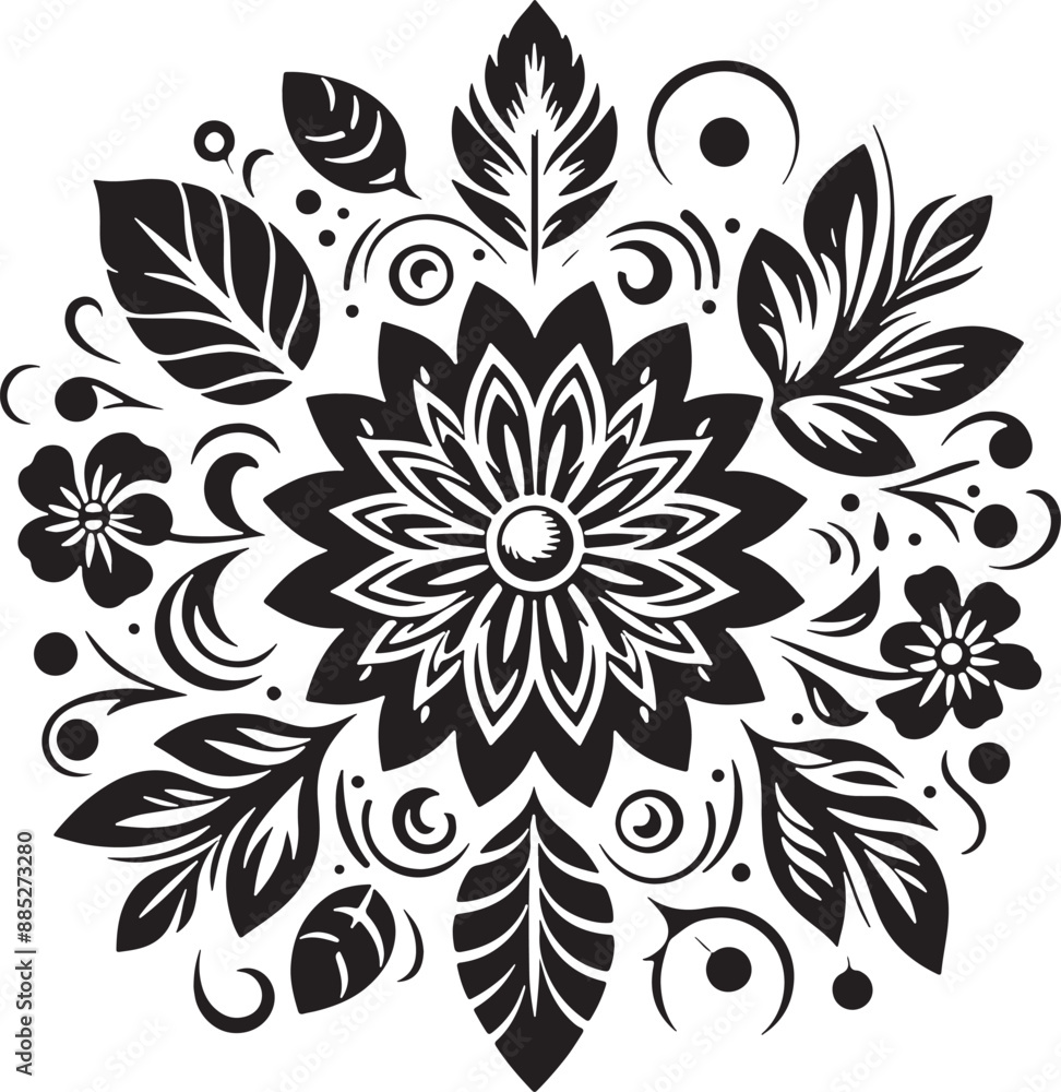 Editable Flower Decoration Elements Silhouette Vector Design Editable Flower Decoration Elements Silhouette Vector Design