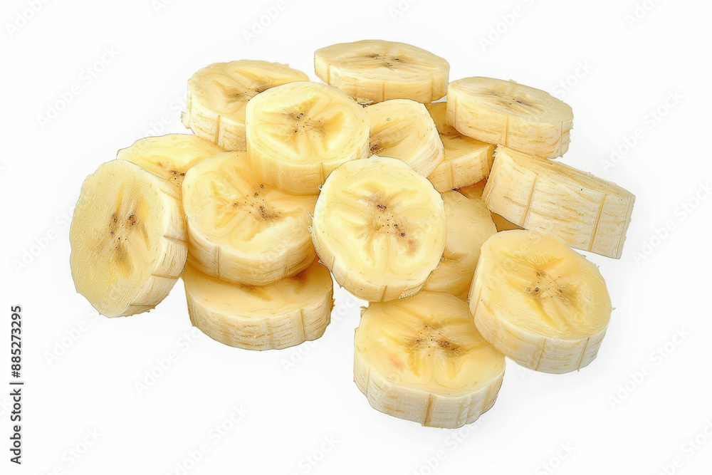 Banana slices isolated on white background Banana slices isolated on white background