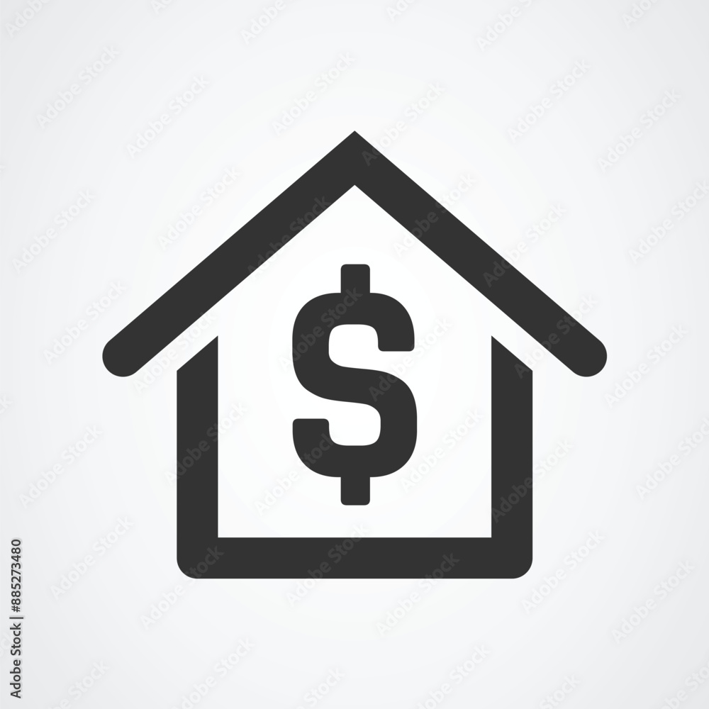 House with dollar sign. Property buy or sell icon. House with dollar sign. Property buy or sell icon.