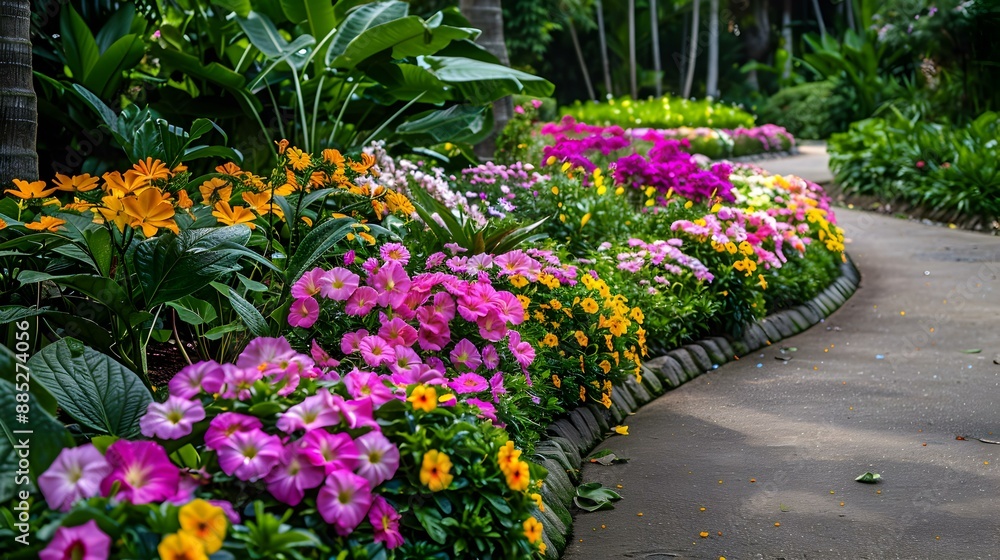 Flower beds along the paths in the park img Flower beds along the paths in the park img