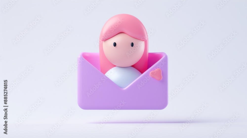 Email Marketing, full body, facing front, very small dot black eyes style, purple, 3D clay icon, Blender 3D, isolated white background, kawaii Email Marketing, full body, facing front, very small dot black eyes style, purple, 3D clay icon, Blender 3D, isolated white background, kawaii