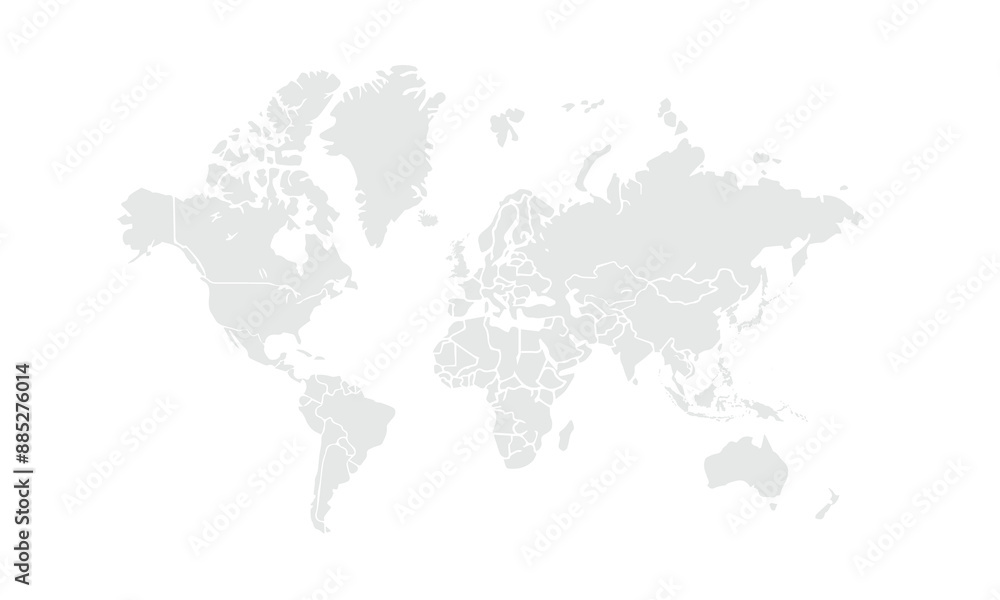 Fototapeta premium World map illustration,isolated on white background for website layouts,background,education, precise,customizable,Travel worldwide,map silhouette backdrop,earth geography, political,reports.