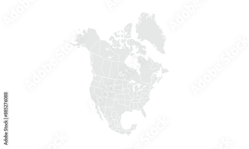 North America map illustration,isolated on white background for website layouts,background,education, precise,customizable,Travel worldwide,map silhouette backdrop,earth geography, political,reports.