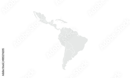 Map of Latin America illustration,isolated on white background for website layouts,background,education, precise,customizable,Travel worldwide,map silhouette backdrop,earth geography, political.