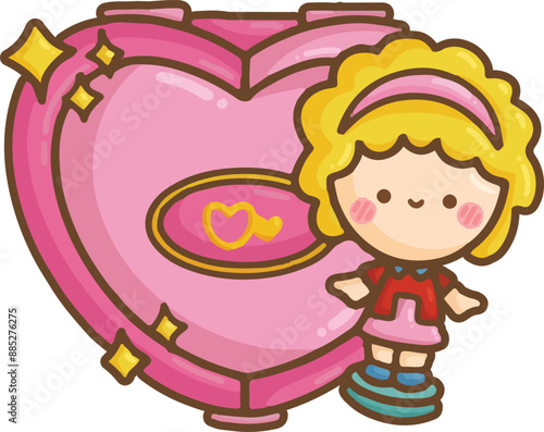 a vector of a cute doll and small pocket house