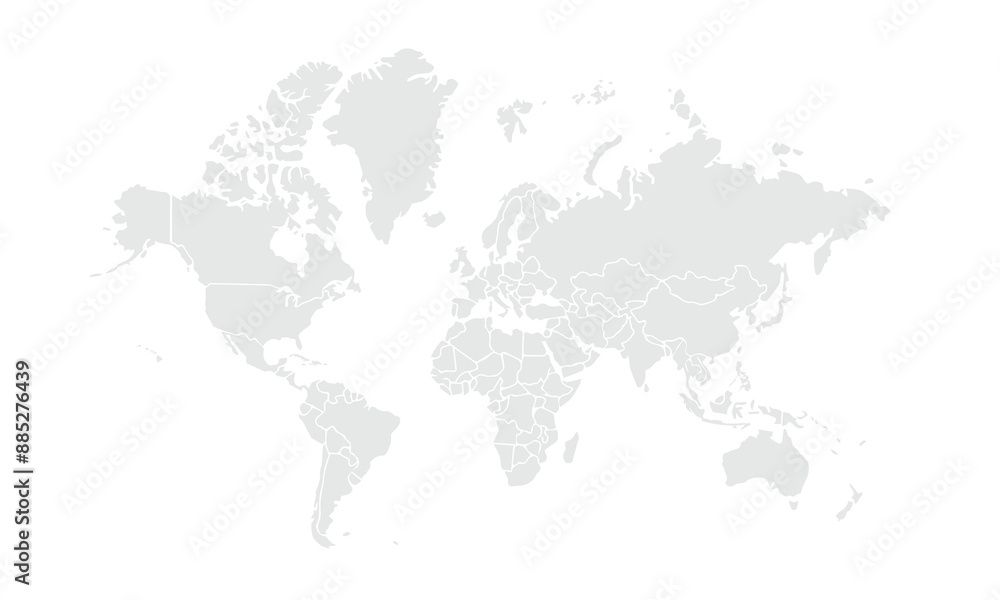 Fototapeta premium World map illustration,isolated on white background for website layouts,background,education, precise,customizable,Travel worldwide,map silhouette backdrop,earth geography, political,reports.