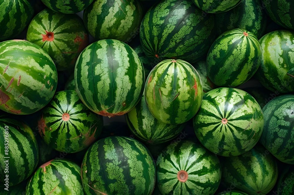 The screen is filled with freshly harvested watermelons. The screen is filled with freshly harvested watermelons.