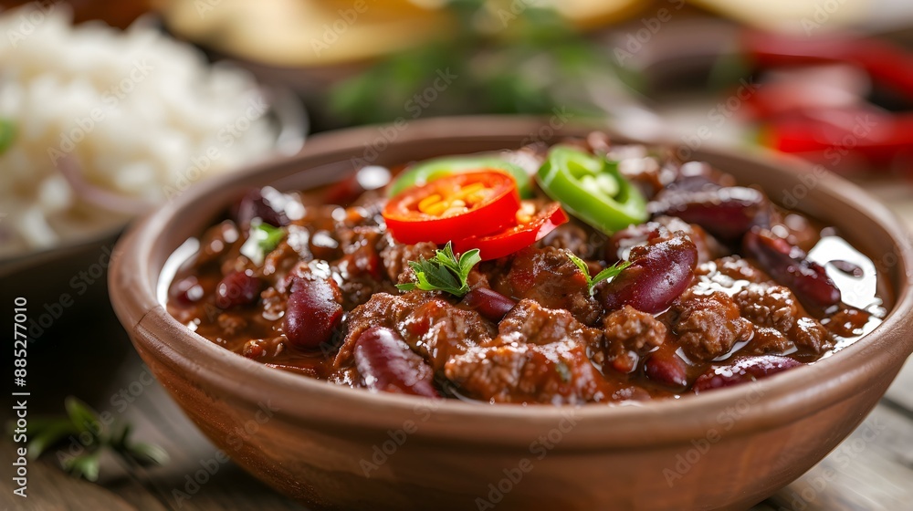 Chili con carne is a thick and rich Chili con carne is a thick and rich