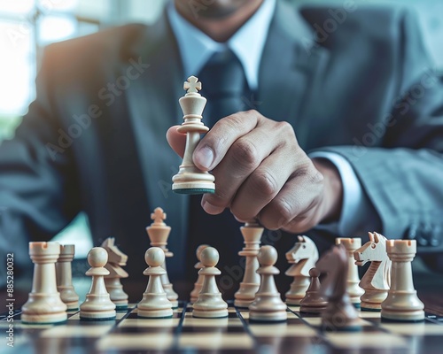 Wallpaper Mural A player in a business suit defeats his opponent in chess. King chess piece. Chess. Chessboard. Torontodigital.ca