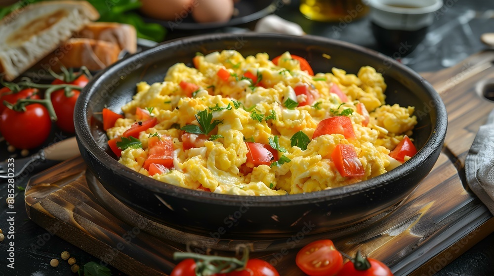 Scrambled eggs with vegetables are fresh eggs fried image Scrambled eggs with vegetables are fresh eggs fried image