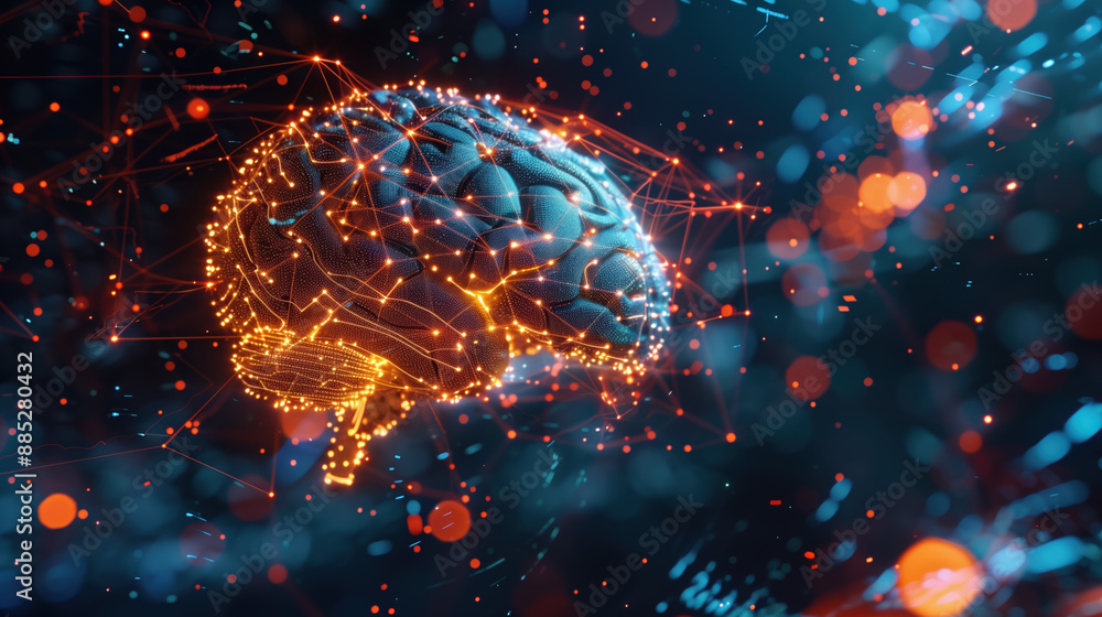 Futuristic Hologram of Lecithin Improving Brain Function and Memory, Health Lifestyle Concept Futuristic Hologram of Lecithin Improving Brain Function and Memory, Health Lifestyle Concept