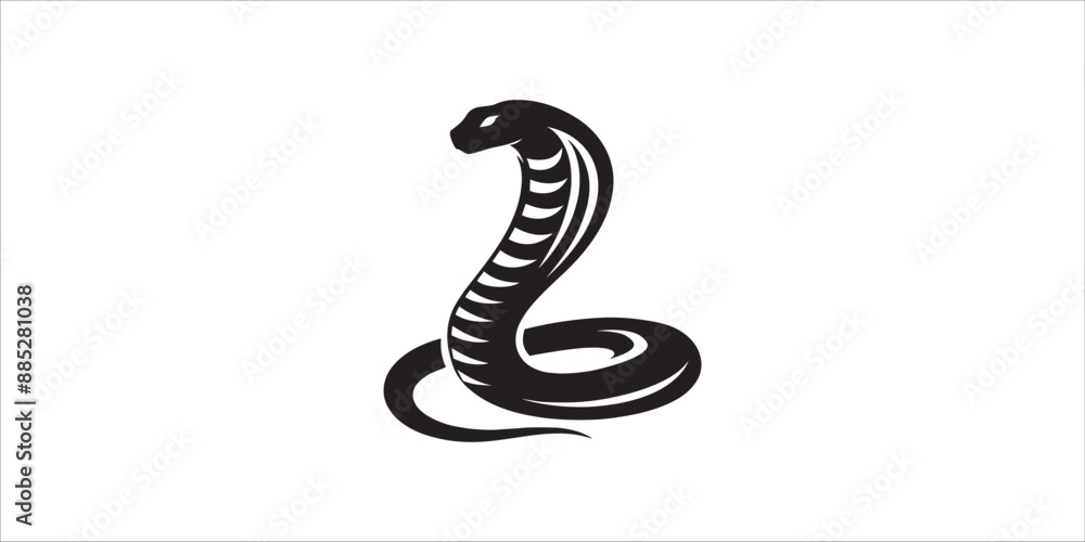 Silhouette Style Cobra Snake Illustration Bold and Dynamic Design Silhouette Style Cobra Snake Illustration Bold and Dynamic Design
