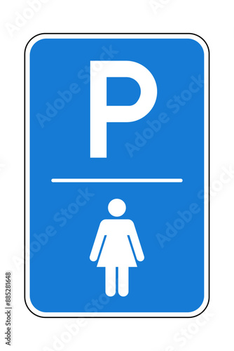 Parkplatz für Frauen Vektor Schild in blau