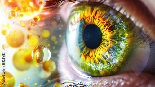 Vitamin A Boosting Eye Health with Clear Vision and Vibrant Eyes Showing Hologram of Vitamin A - Healthy Life Concept photo