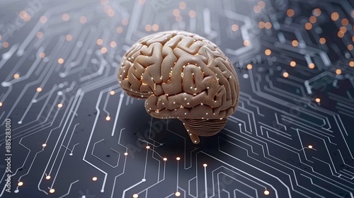 brain combined with artificial intelligence concept technology 
