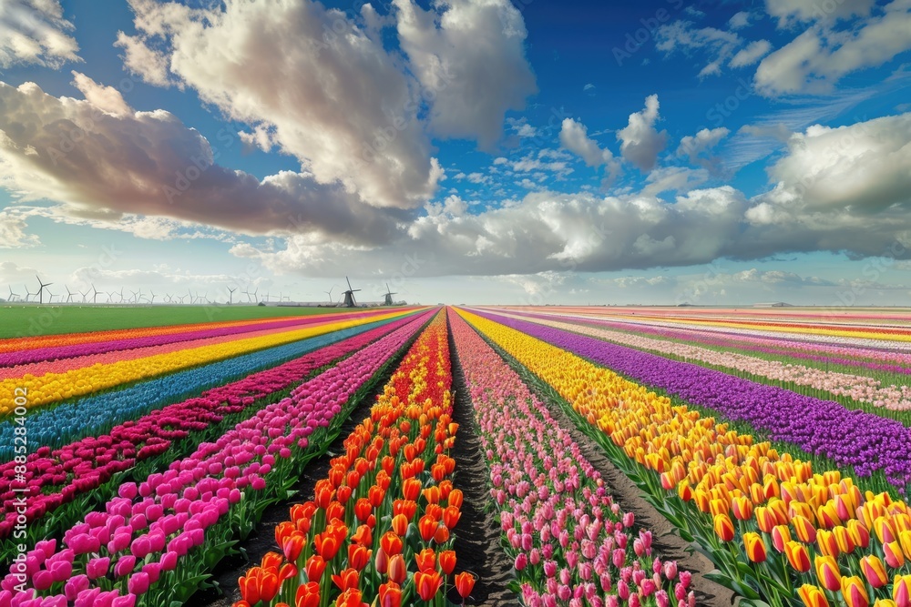 Stripes of Tulips in a Dutch Field Stripes of Tulips in a Dutch Field