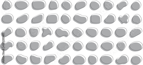 かわいい抽象的な流体シェイプの楕円フレーム　ベクター　白黒　グレー　Set of cute abstract shapes.Vector loose frame.Abstract Wave on Background. Vector Illustration.