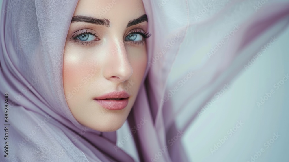 Portrait of a Woman in a Lilac Hijab Portrait of a Woman in a Lilac Hijab