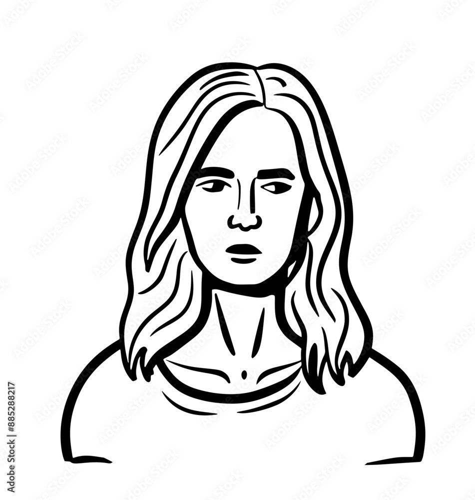Vector Illustration of a woman with lines drawing for logo,icon, black and white Vector Illustration of a woman with lines drawing for logo,icon, black and white