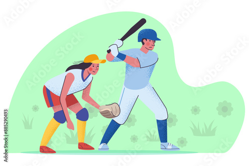 Playing baseball