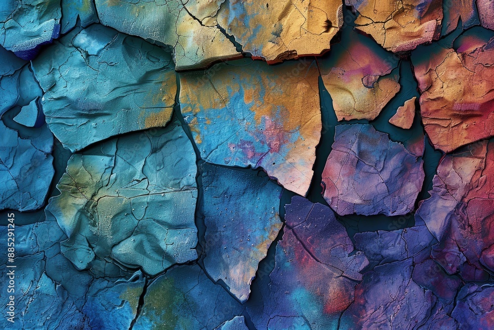 Colorful cracked and peeling paint texture background Colorful cracked and peeling paint texture background
