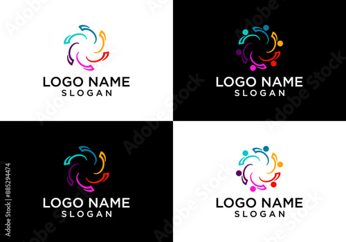 Abstract People Symbol Logo Vector Design, togetherness and community concept design.